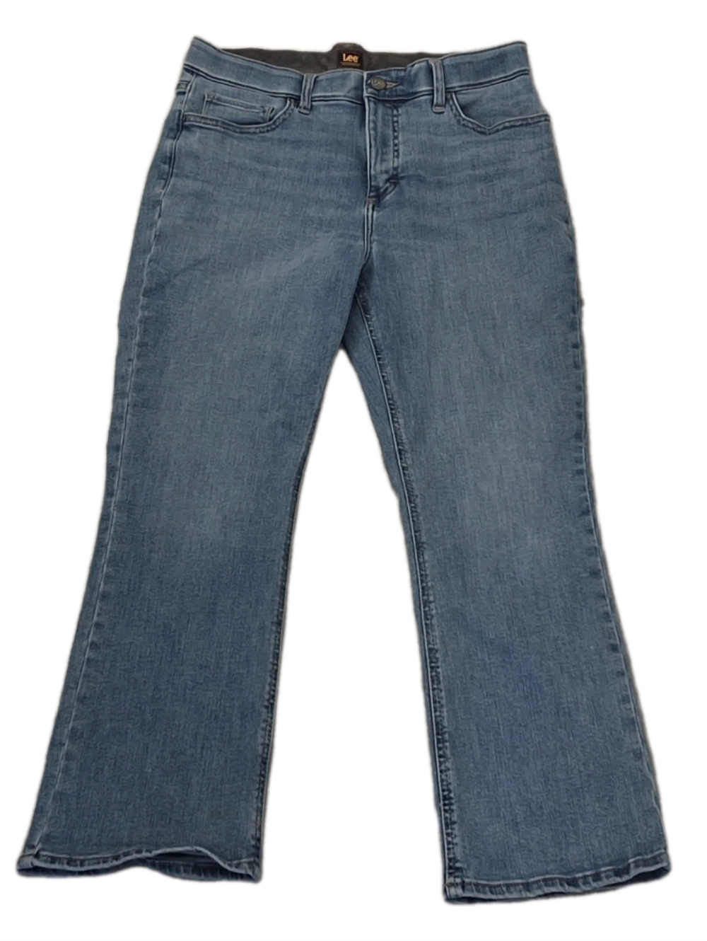 Lee Women's Straight Cropped Jeans 12M Light Wash Stretch Capsule Comfy Classic